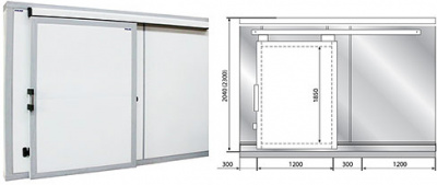 Дверной блок с откатной дверью POLAIR 220 см-180-204- 80 на сайте Белторгхолод