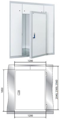 Дверной блок с контейнерной дверью высота камеры 250 см - 180-230-100 на сайте Белторгхолод